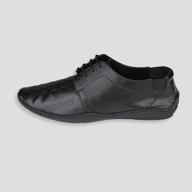 Ezok Black Casual Leather Shoes For Men
